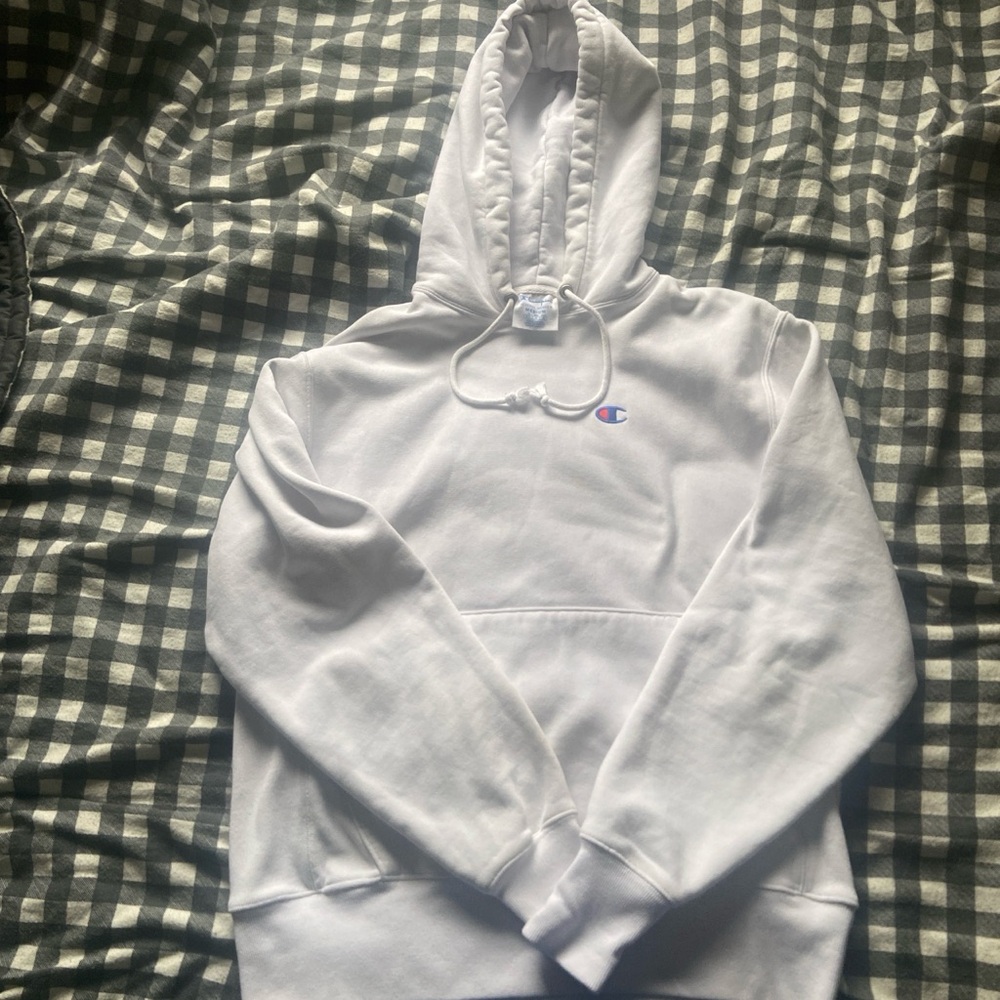 Vintage white champions reverse weave hoodie